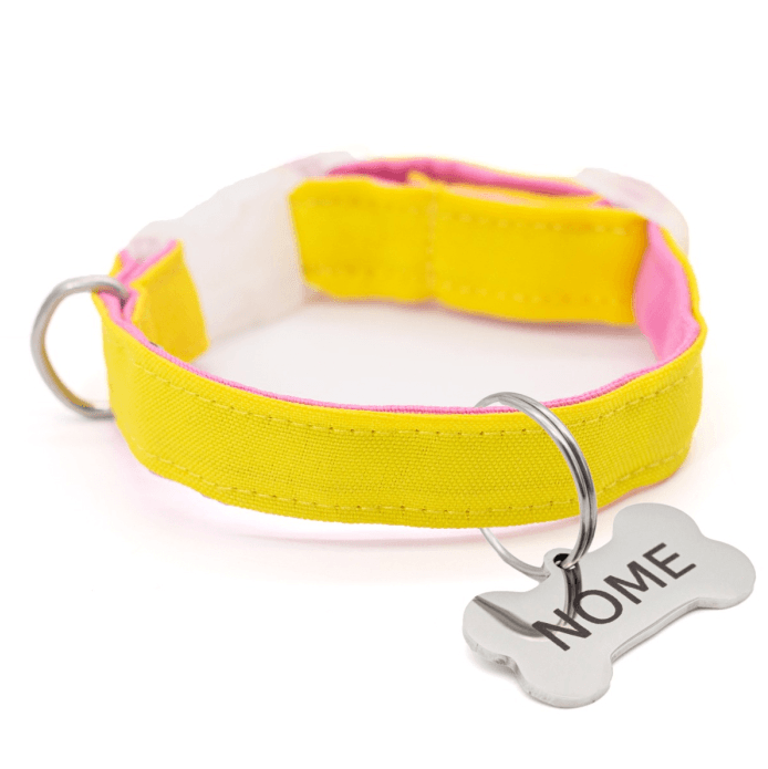 Coleira Happy - com Pingente Inox - Amarelo