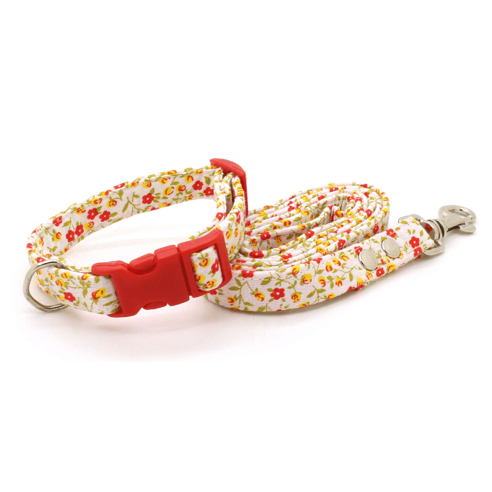 Coleira com Guia Mimi - Branco Floral