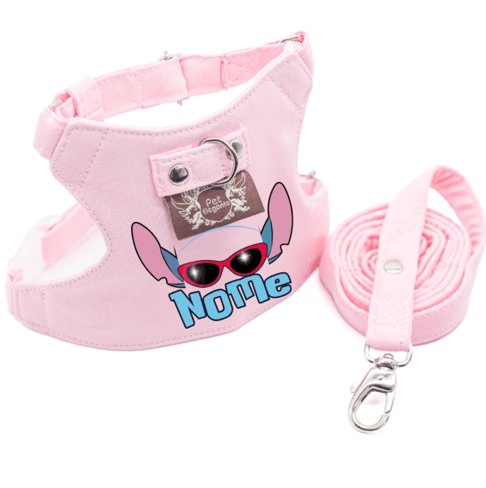 Peitoral e Guia Estiloso & Travesso - Personalizado - Rosa