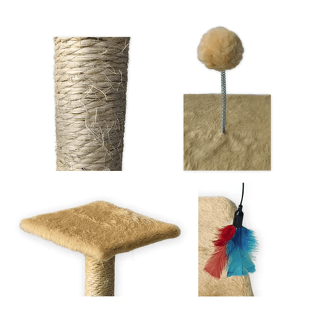 Arranhador Poste - Detalhes do sisal e da pelúcia