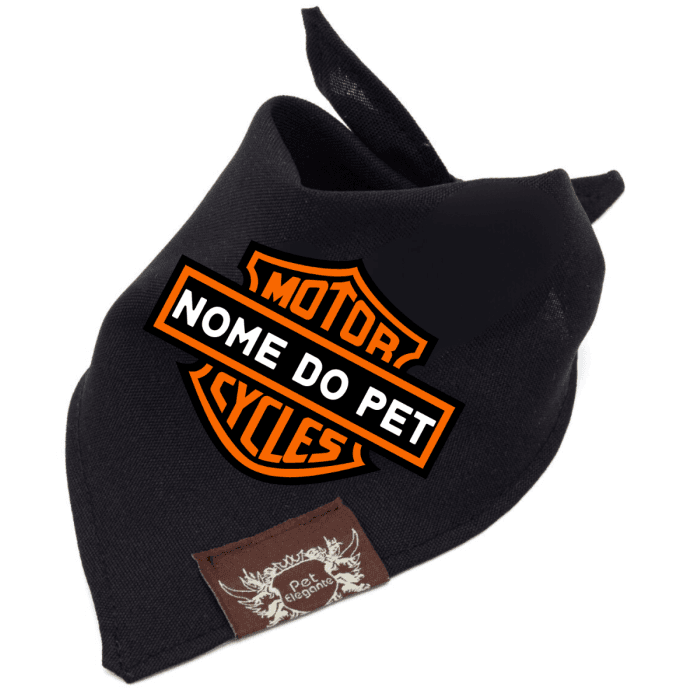 Bandana Meu Pet Motociclista - Personalizada - Preto