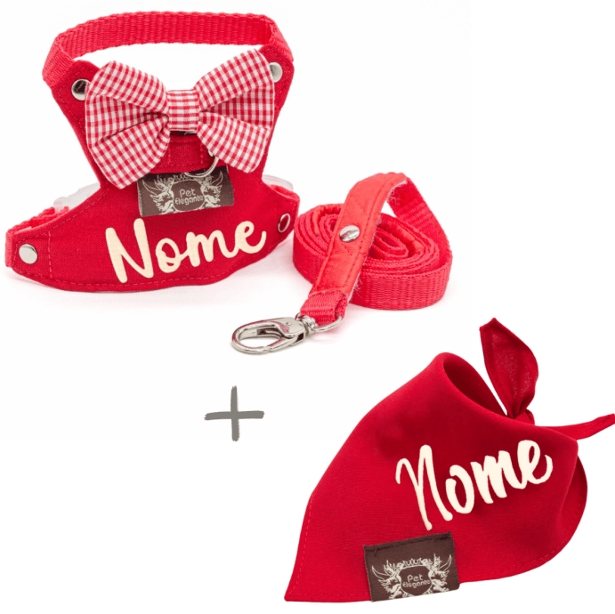 Kit Bernardo - Peitoral + Bandana - Personalizados - Vermelho