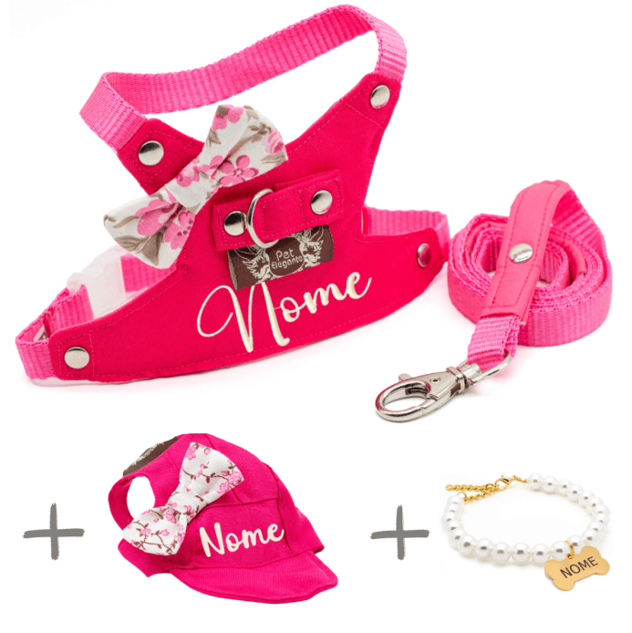 Kit Soraia - Peitoral + Boné + Colar de Pérolas - Personalizados - Pink