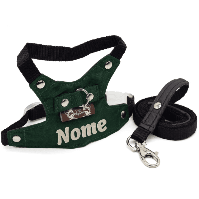 Peitoral e Guia Lieve - Personalizado - Verde Escuro