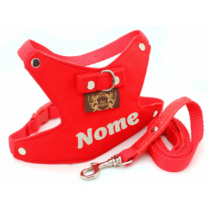 Peitoral e Guia Lieve - Personalizado - Vermelho