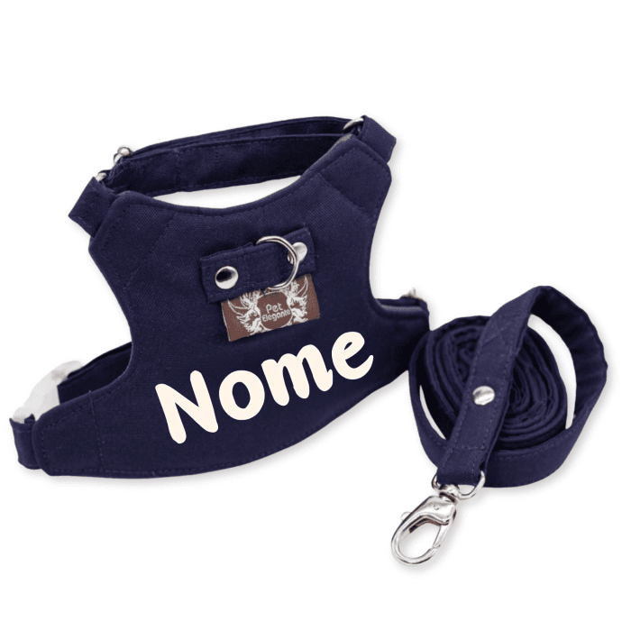 Peitoral e Guia Classic - Personalizado - Azul Marinho