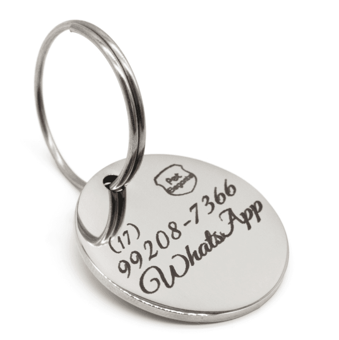 Medalha de Identificação Pet - Dourada e Inox - Gravação no verso