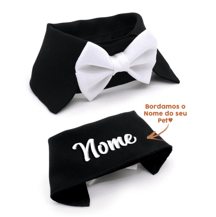 Colarinho com Gravata Borboleta Classic - Personalizado - Preto