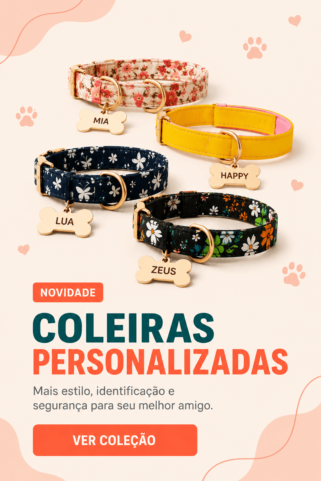 Coleiras personalizadas — mais estilo, identificação e segurança para seu melhor amigo