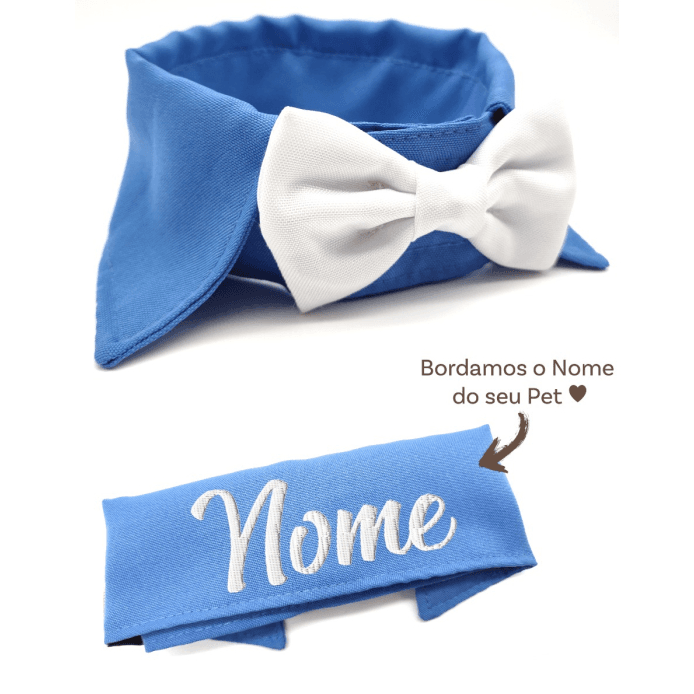 Colarinho com Gravata Borboleta Classic - Personalizado - Azul