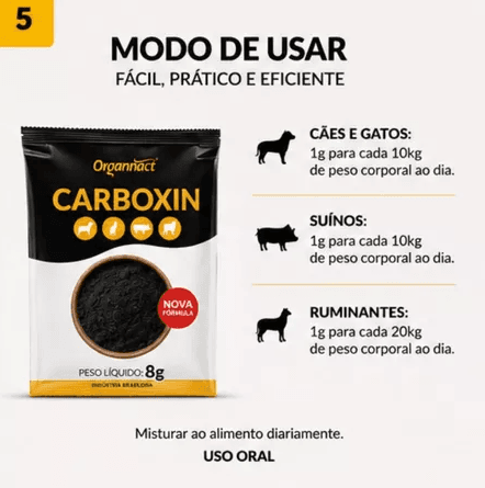 Modo de usar: 1 g para cada 10 kg de peso ao dia