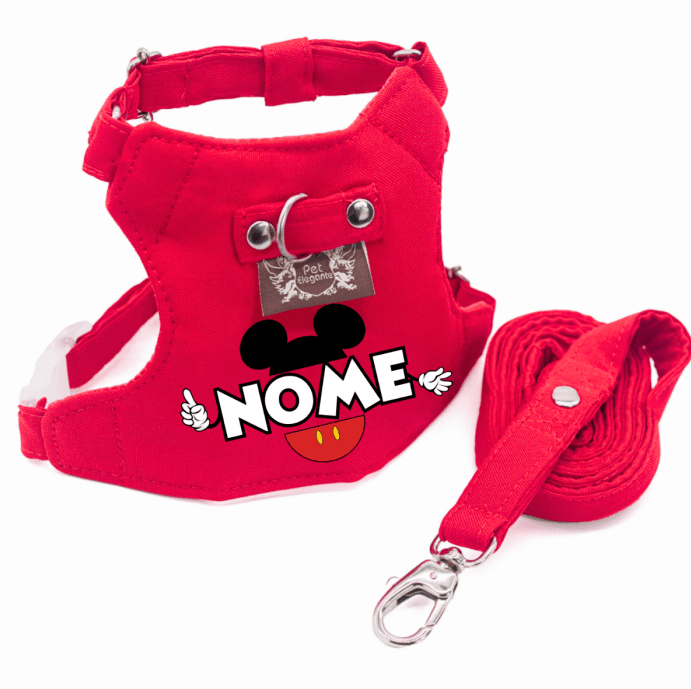 Peitoral e Guia Mouse Dreams - Personalizado - Vermelho