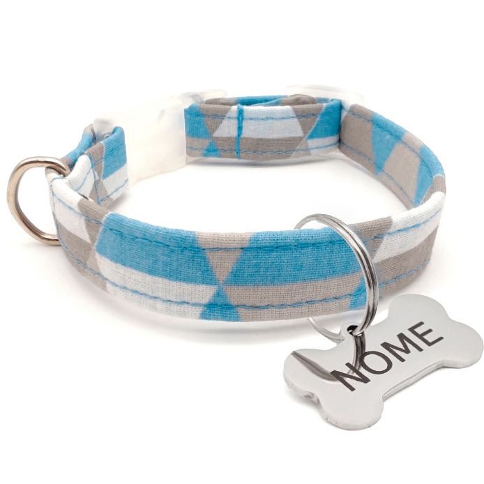 Coleira LogSango - com Pingente Inox - Azul