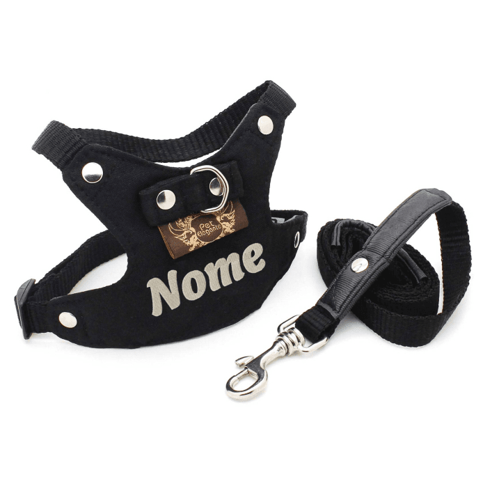 Peitoral e Guia Lieve - Personalizado - Preto