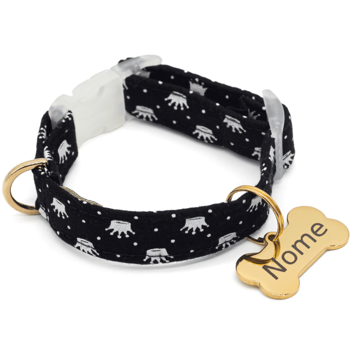 Coleira Majestic - com Pingente Dourado - Preto