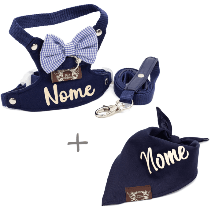Kit Bernardo - Peitoral + Bandana - Personalizados - Azul Marinho