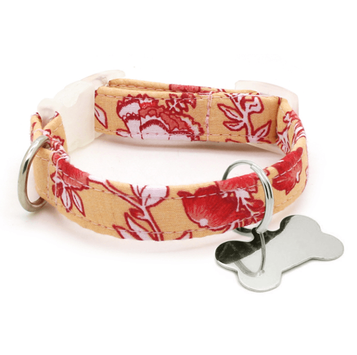 Coleira Mia - com Pingente Inox - Floral Amarelo