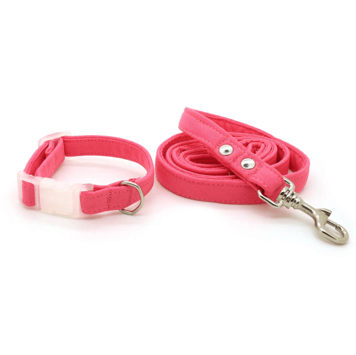 Coleira Basic - com Guia - Pink