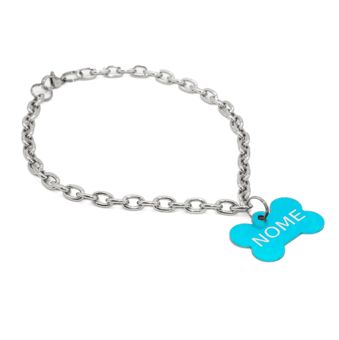 Corrente Inox e Pingente Várias Cores - Ciclone - Azul Claro