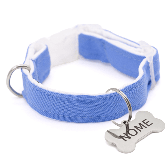 Coleira Happy - com Pingente Inox - Azul