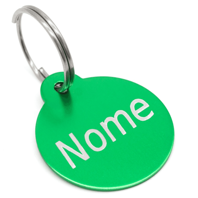 Pingente em Formato de Medalha - Várias Cores - Gravação Nome e Telefone - Verde
