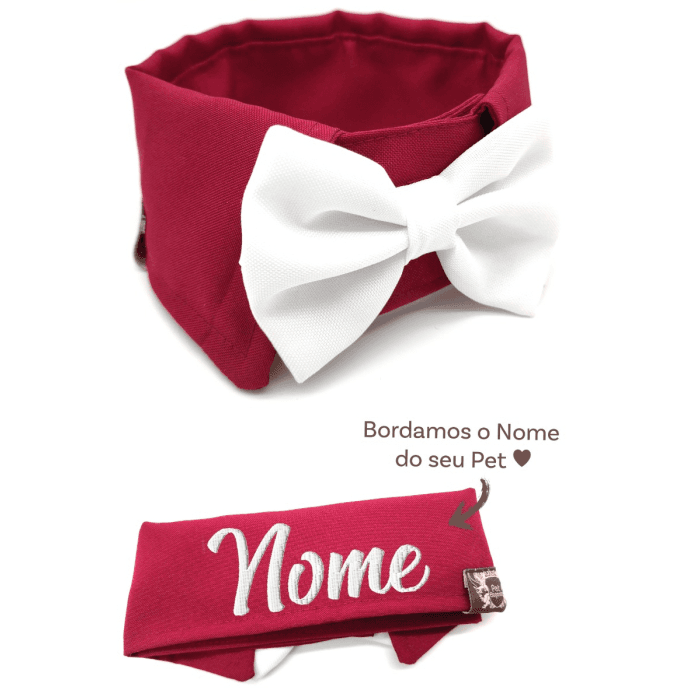 Colarinho com Gravata Borboleta Classic - Personalizado - Vinho