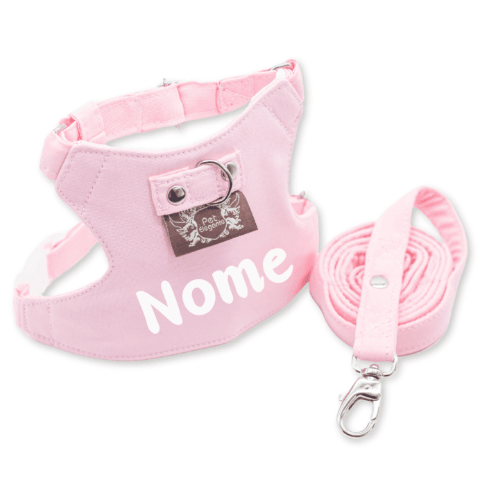 Peitoral e Guia Classic - Personalizado - Rosa Claro