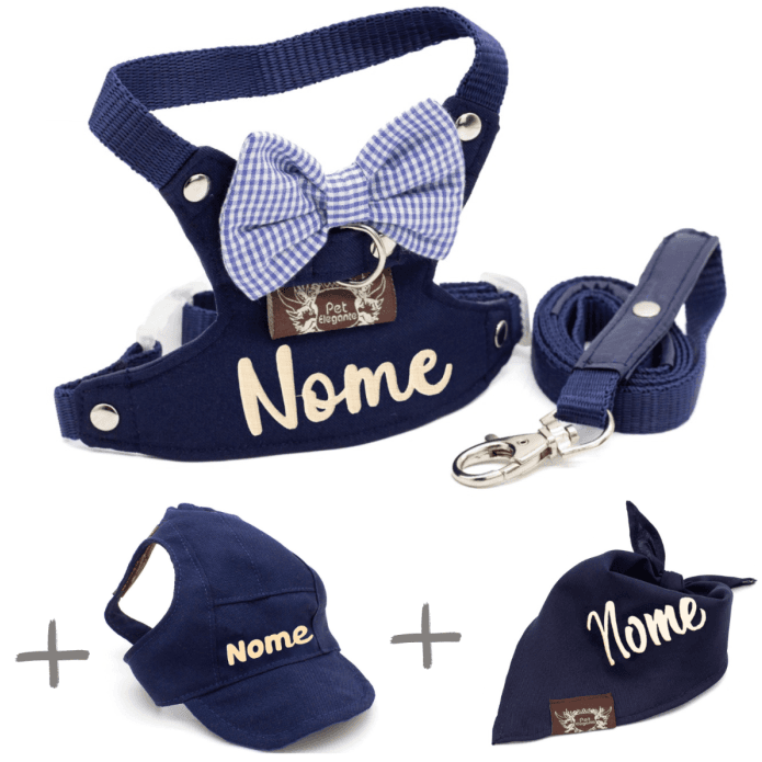 Kit Bernardo - Peitoral + Boné + Bandana - Personalizados - Azul Marinho