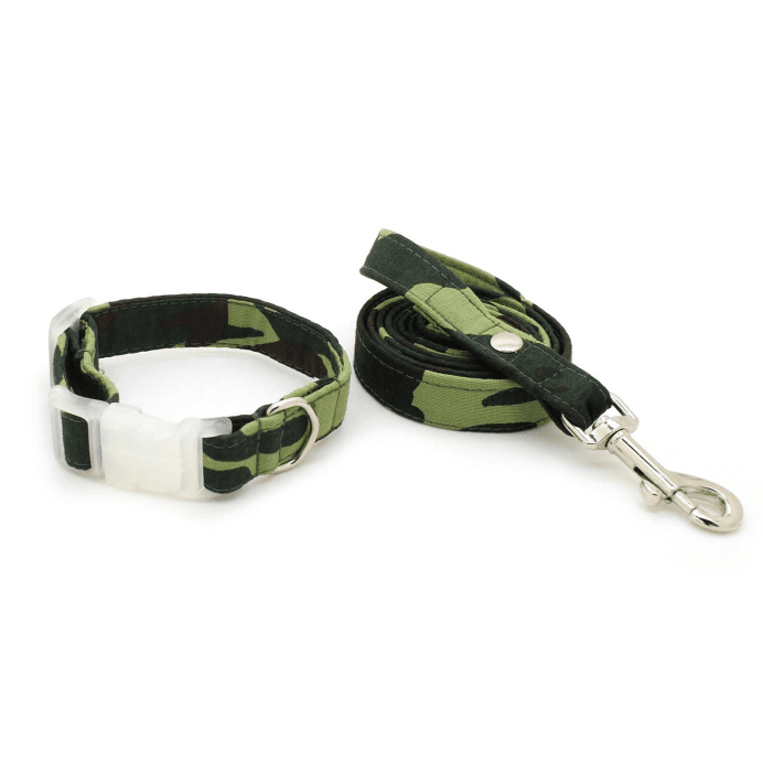 Coleira com Guia - Selva - Verde Camuflado