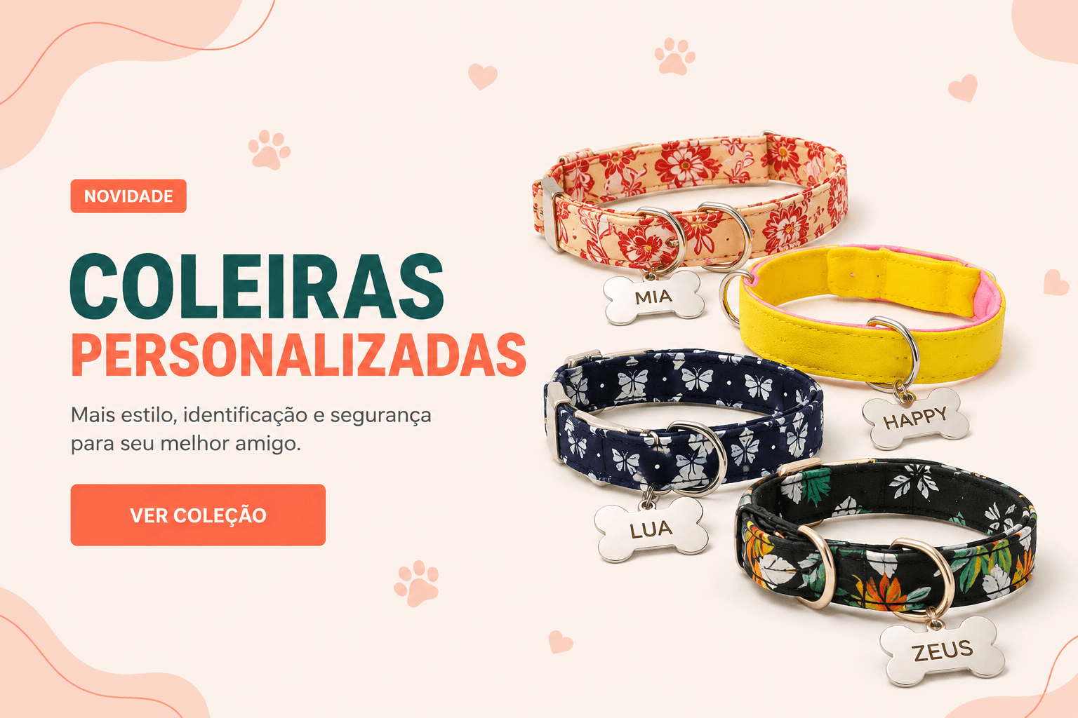 Coleiras personalizadas — mais estilo, identificação e segurança para seu melhor amigo