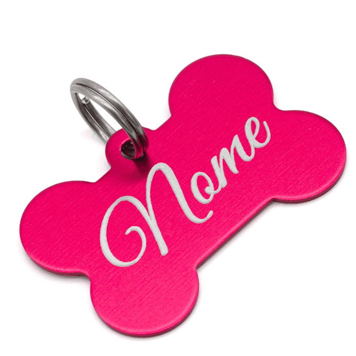 Plaquinha de Identificação para Cachorro - Várias Cores - Ossinho - Pink