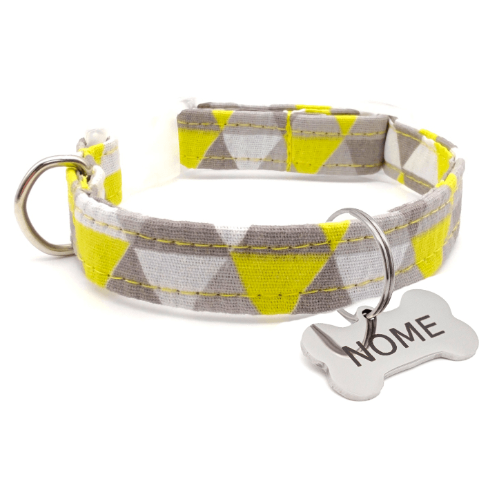 Coleira LogSango - com Pingente Inox - Amarelo