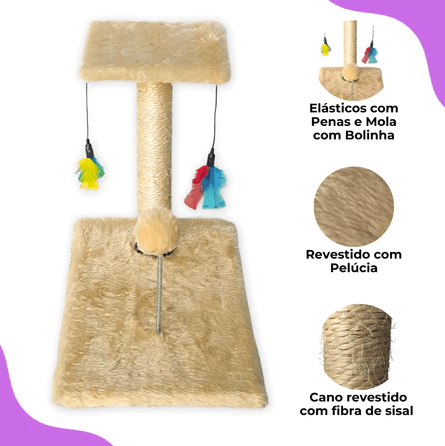 Arranhador Poste - Pelúcia e fibra de sisal